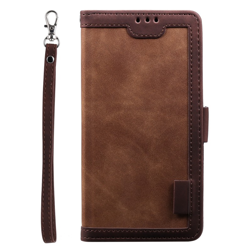 Flip Phone Leather Case with Hand Strap, Card Slot, and Bracket